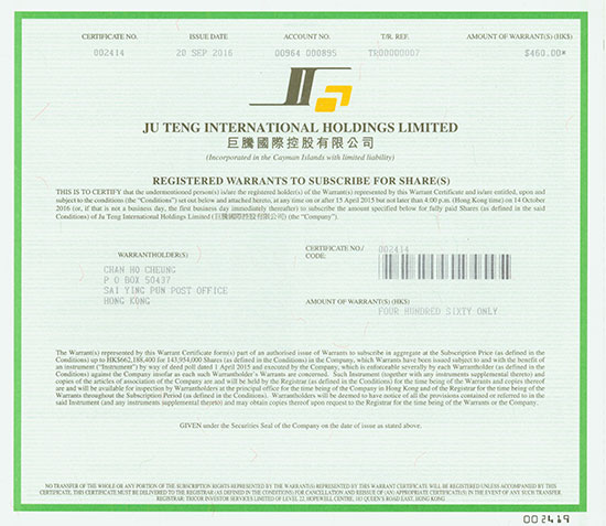 Ju Teng International Holdings Limited
