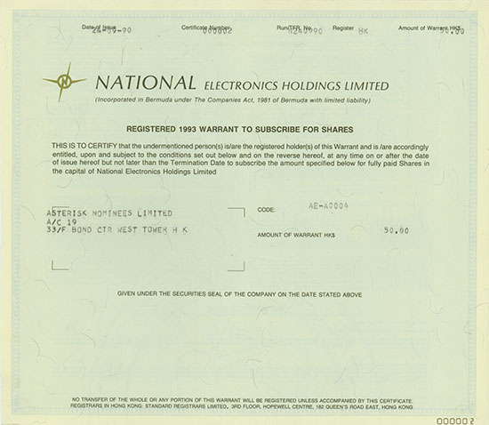 National Electronics Holdings Limited
