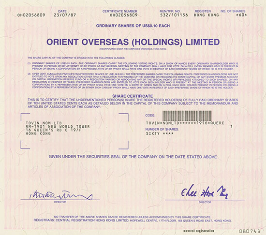 Orient Overseas (Holdings) Limited