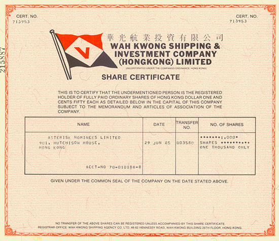 Wah Kwong Shipping & Investment Company (Hongkong) Limited