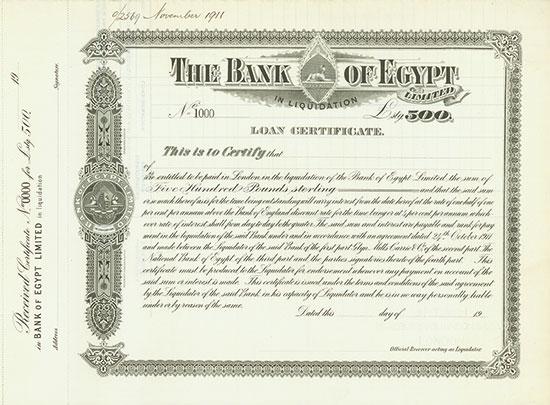 Bank of Egypt Limited in Liquidation [3 Stück]
