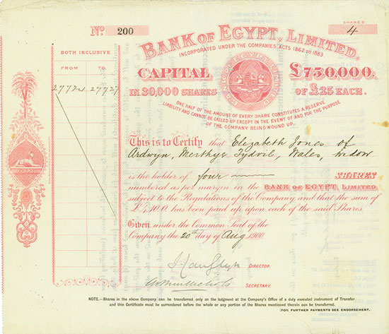 Bank of Egypt, Limited