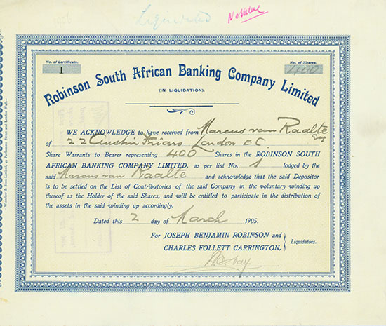 Robinson South African Banking Company Limited (in Liquidation)