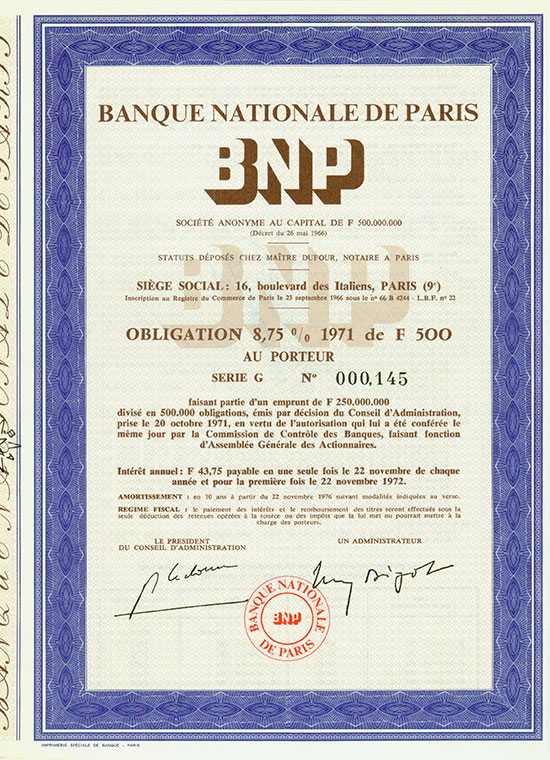 BNP Banque Nationale de Paris [6 Stück]