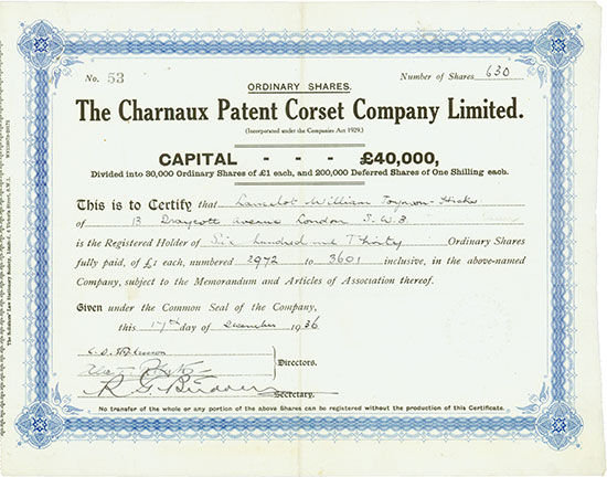 Charnaux Patent Corset Company Limited