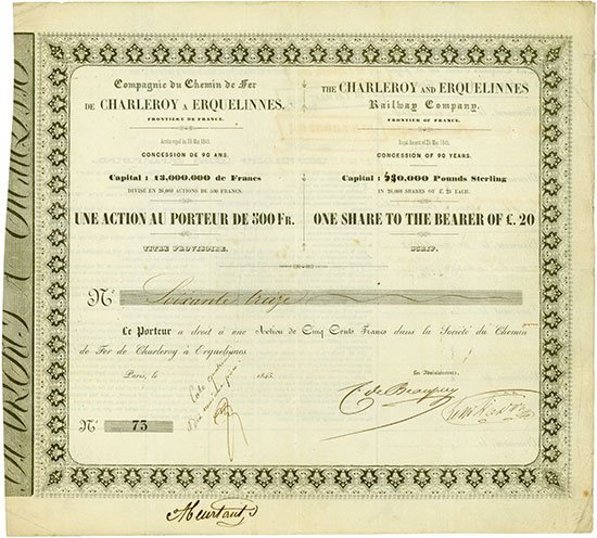 Compagnie du Chemin de Fer de Charleroy à Erquelinnes / Charleroy and Erquelinnes Railway Company