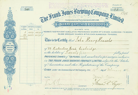 Frank Jones Brewing Company Limited