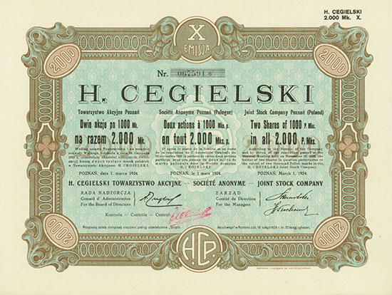 H. CEGIELSKI Towarzystwo Akcyjne [2 Stück]