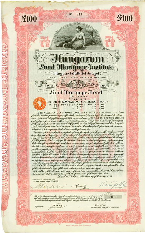 Hungarian Land Mortgage Institute (Magyar Földhitel Intézet) / Ungarisches Bodenkreditinstitut