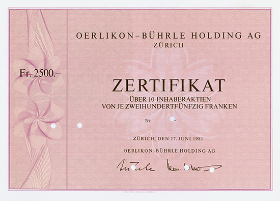 Oerlikon-Bührle Holding AG [2 Stück]