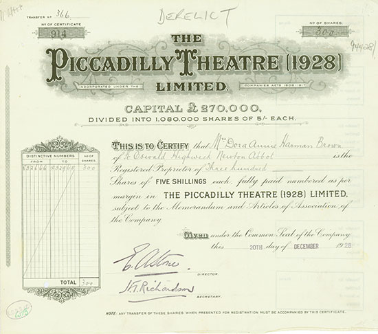 Piccadilly Theatre (1928) Limited