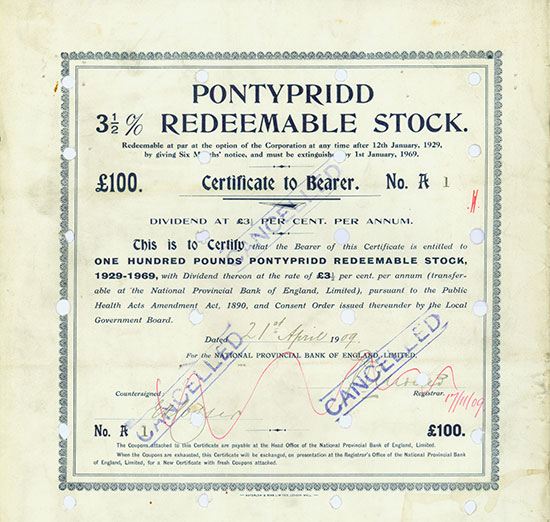 Pontypridd 3,5 % Redeemable Stock