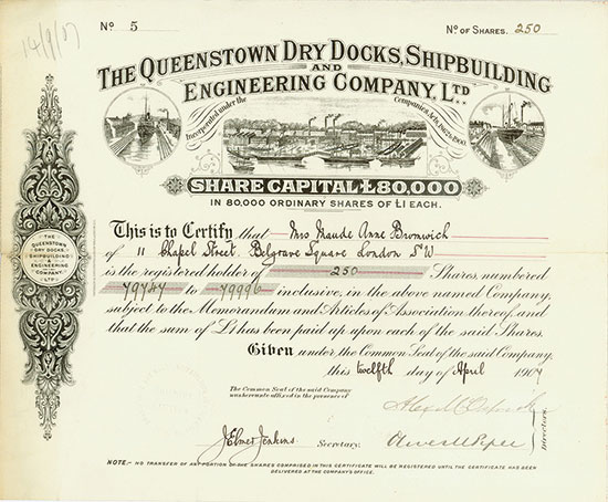 Queenstown Dry Docks, Shipbuilding and Engineering Company, Ltd.