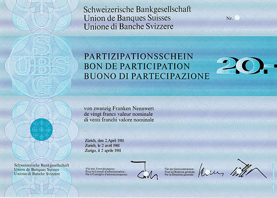 Schweizerische Bankgesellschaft / Union de Banques Suisses