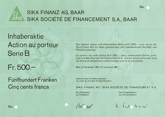 Sika Finanz AG / Sika Société de Financement S. A.