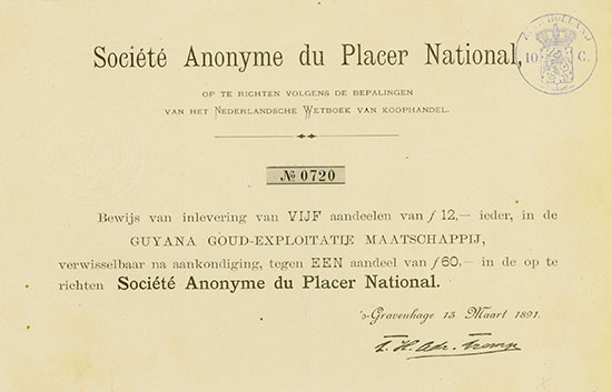 Société Anonyme du Placer National (Guyana Goud-Exploitatie Maatschappij)