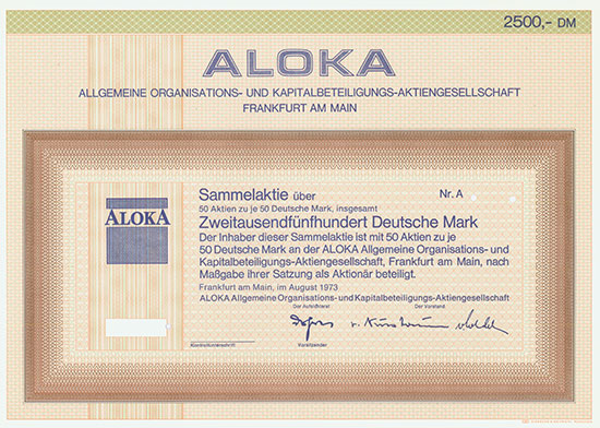ALOKA Allgemeine Organisations- und Kapitalbeteiligungs-AG [2 Stück]