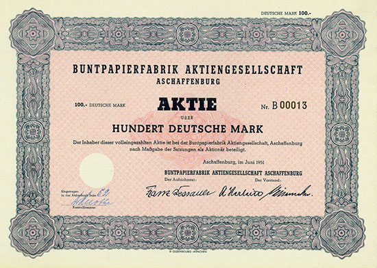 Buntpapierfabrik Aktiengesellschaft Aschaffenburg [3 Stück]