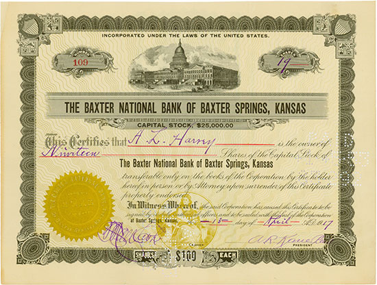 Baxter National Bank of Baxter Springs, Kansas