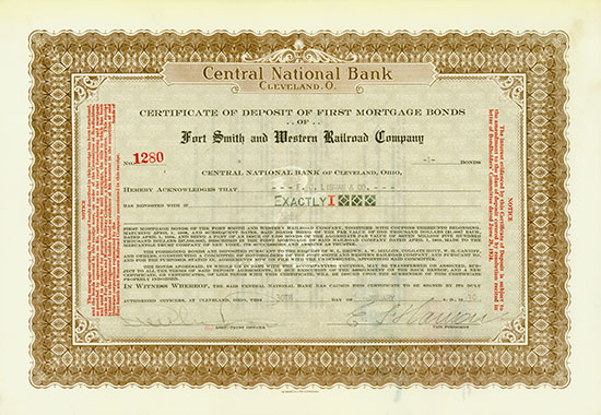 Central National Bank of Cleveland - Fort Smith and Western Railroad Company