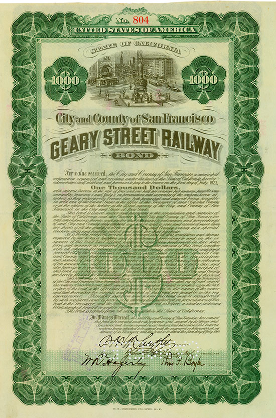 City and County of San Francisco - Geary Street Railway Bond