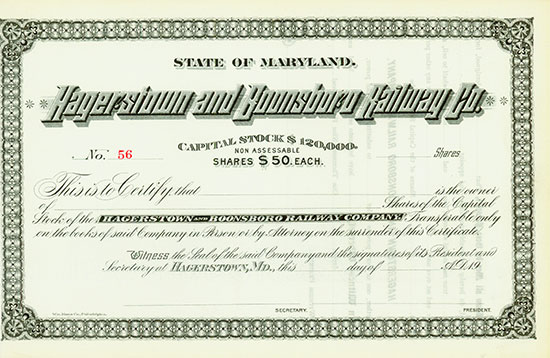 Hagerstown and Boonsboro Railway Co.