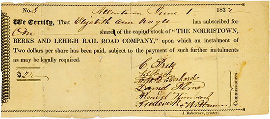 Norristown, Berks and Lehigh Rail Road Company