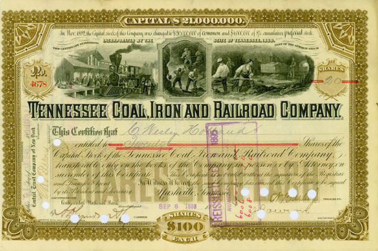 Tennessee Coal, Iron and Railroad Company [3 Stück]