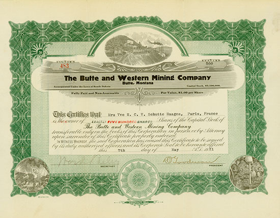 Butte and Western Mining Company [10 Stück]