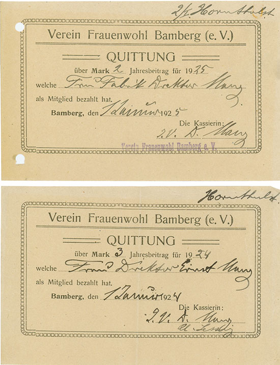 Verein Frauenwohl Bamberg (e. V.) [2 Stück]