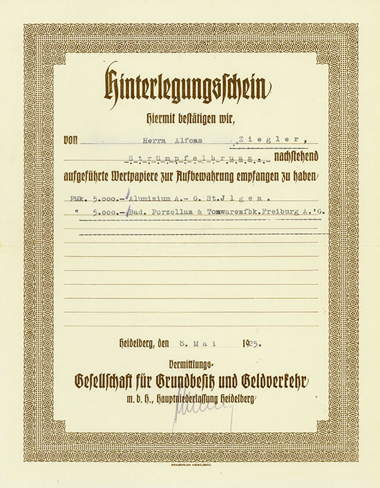 Vermittlungs-Gesellschaft für Grundbesitz und Geldverkehr m.b.H., Hauptniederlassung Heidelberg