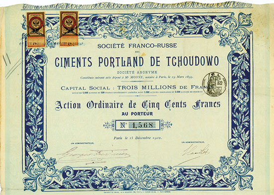 Société Franco-Russe des Ciments Portland de Tchoudowo Société Anonyme