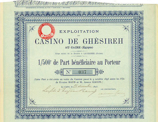 Exploitation du Casino de Ghésireh au Caire