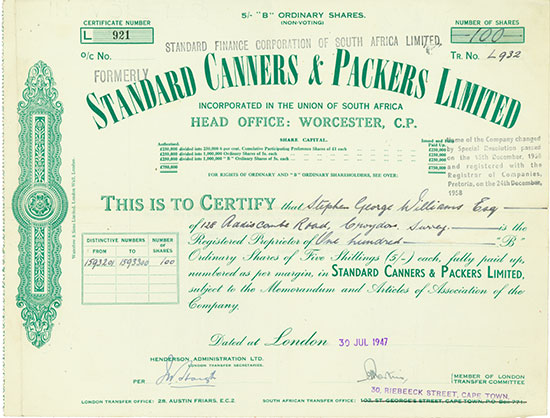 Standard Canners & Packers Limited