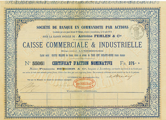 Caisse Commerciale & Industrielle - Société de Banque en Commandite par Actions