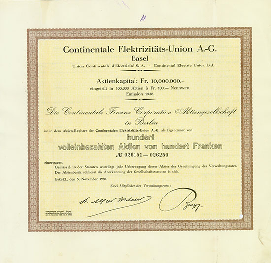 Continentale Elektrizitäts-Union A.-G.