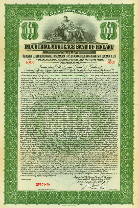 Industrial Mortgage Bank of Finland (Suomen Teollisuus Hypoteekkipankki O. Y., Industri Hypoteksbanken i Finland A.B.)