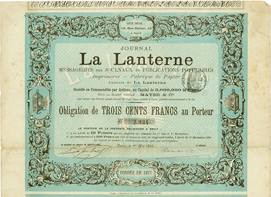 Journal La Lanterne Messageries des Journaux et Publications Populaires Imprimerie - Fabrique de Papier