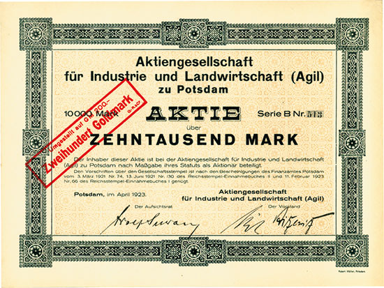 Aktiengesellschaft für Industrie und Landwirtschaft (Agil) zu Potsdam