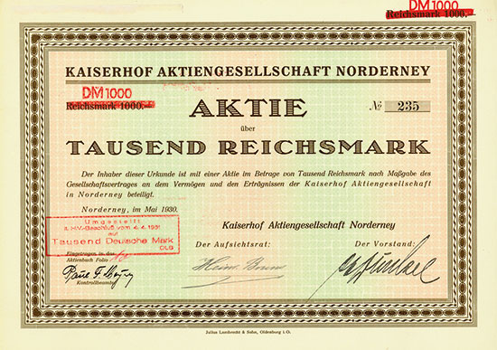 Kaiserhof Aktiengesellschaft Norderney