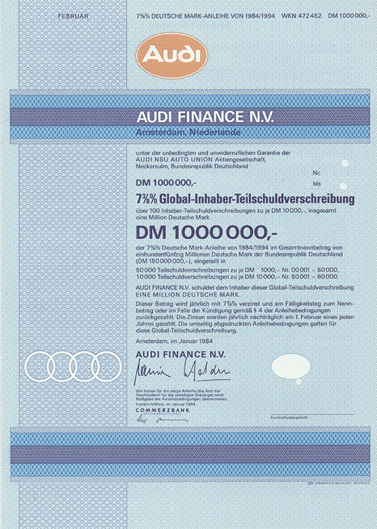 Audi Finance N.V. [3 Stück]