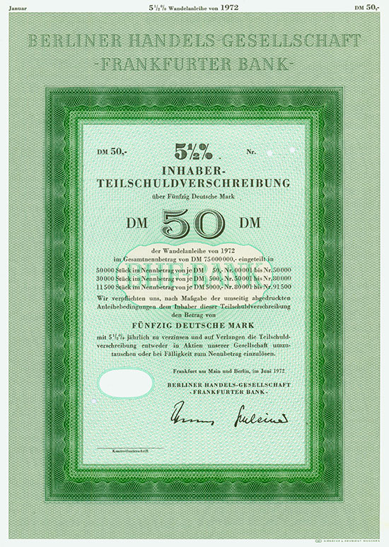 Berliner Handels-Gesellschaft - Frankfurter Bank [3 Stück]