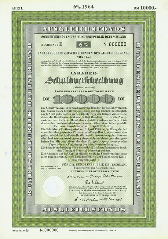 Bundesrepublik Deutschland - Ausgleichsfonds [5 Stück]