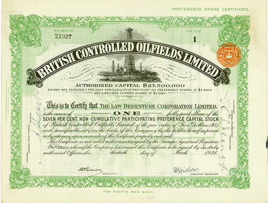 British Controlled Oilfields Limited [3 Stück]
