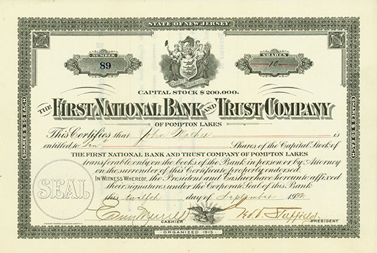 First National Bank and Trust Company of Pompton Lakes