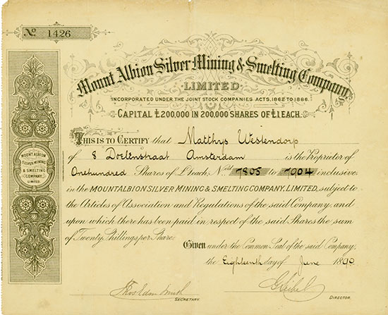Mount Albion Silver Mining & Smelting Company Limited