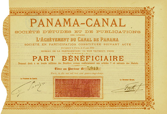 PANAMA-CANAL Sociéte d´Études et de Publications pour favoriser l´Achèvement du Canal de Panama