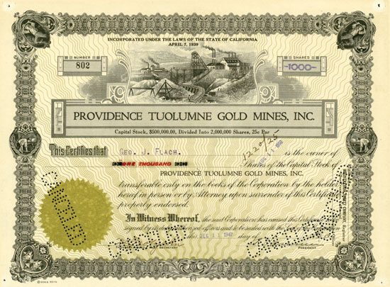 Providence Tuolumne Gold Mines Inc.