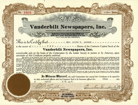 Vanderbilt Newspapers, Inc.