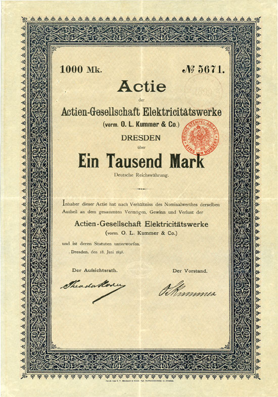 Actien-Gesellschaft Elektricitätswerke (vorm. O. L. Kummer & Co.)